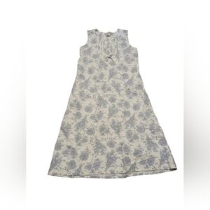 Laura Ashley 100% cotton flannel sleeveless gown blue & white Small Country
